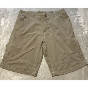 Kuhl Shorts Khaki Cargo Pocket Snap Lightweight Outdoors Hiking Nylon Mens 36
